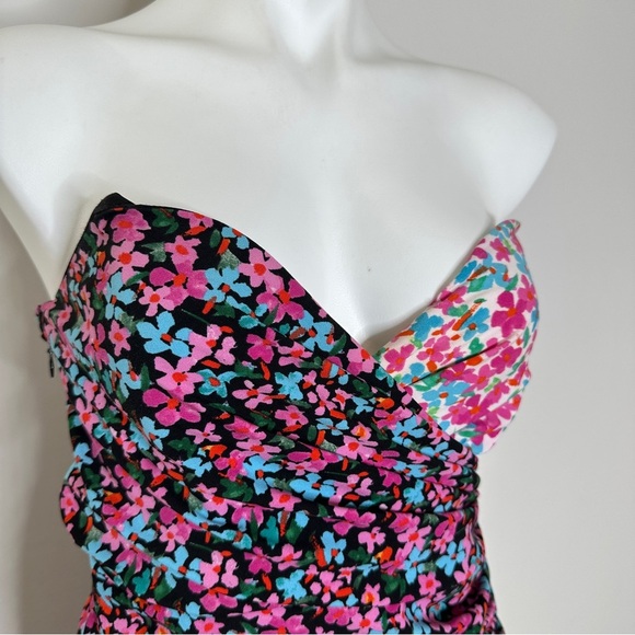 Lovers + Friends Trish Mixed Floral Asymmetrical Strapless Dress Small - Picture 4 of 6